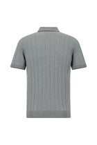 Orta Anrasit Melanj Slim Fit Dar Kesim Desenli Fermuarlı İtalyan Triko Polo T-shirt