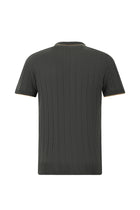 Siyah Slim Fit Dar Kesim Çizgili İtalyan Triko Polo T-shirt