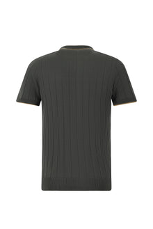Siyah Slim Fit Dar Kesim Çizgili İtalyan Triko Polo T-shirt