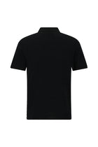 Siyah Slim Fit Dar Kesim Fermuarlı Merserize Pamuk Desenli Polo Yaka T-shirt