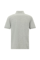 Açık Gri Slim Fit Dar Kesim Fermuarlı Merserize Pamuk Desenli Polo Yaka T-shirt