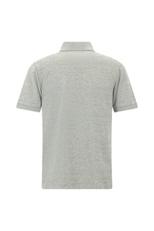 Açık Gri Slim Fit Dar Kesim Fermuarlı Merserize Pamuk Desenli Polo Yaka T-shirt