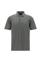Orta Gri Melanj Slim Fit Dar Kesim Merserize Pamuk Desenli Polo Yaka T-shirt