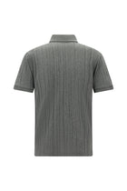 Orta Gri Melanj Slim Fit Dar Kesim Merserize Pamuk Desenli Polo Yaka T-shirt