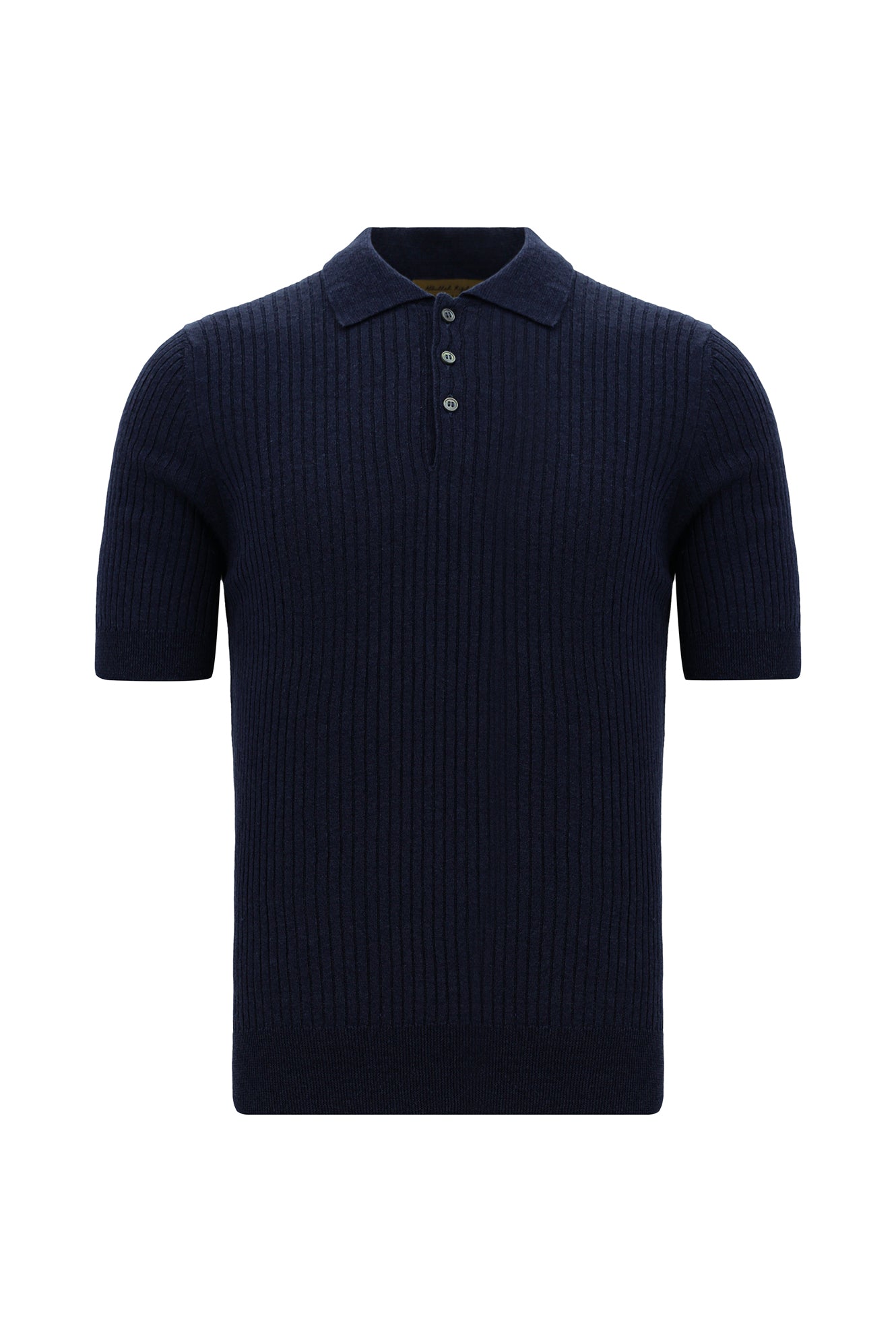 Koyu Lacivert Slim Fit Dar Kesim Merserize Pamuk Desenli Polo Yaka T-shirt-Abdullah Ki??l?
