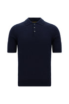 Koyu Lacivert Slim Fit Dar Kesim Merserize Pamuk Desenli Polo Yaka T-shirt-Abdullah Ki??l?