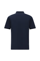 Koyu Lacivert Slim Fit Dar Kesim Fermuarlı Nakışlı Pamuk Desenli Polo Yaka T-shirt