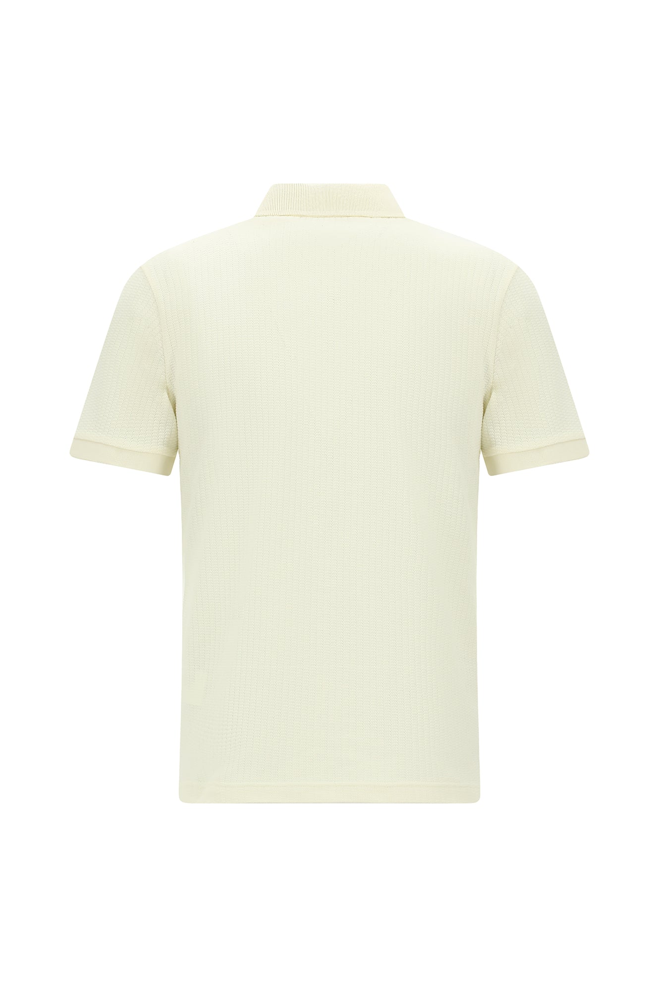 Kırık Beyaz Slim Fit Dar Kesim Fermuarlı Nakışlı Pamuk Desenli Polo Yaka T-shirt