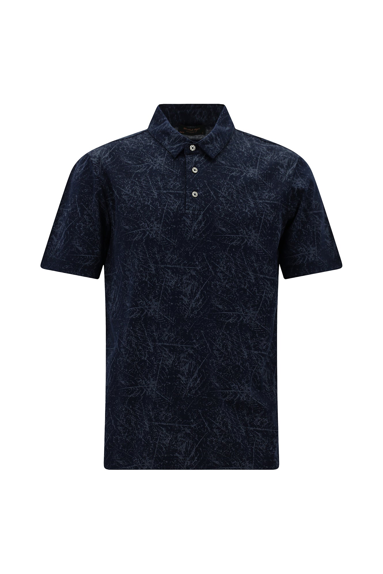 Koyu Lacivert Slim Fit Dar Kesim Baskılı Merserize Pamuk Polo Yaka T-shirt