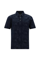 Koyu Lacivert Slim Fit Dar Kesim Baskılı Merserize Pamuk Polo Yaka T-shirt