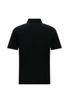Siyah Slim Fit Dar Kesim Fermuarlı Nakışlı Merserize Pamuk Polo Yaka T-shirt