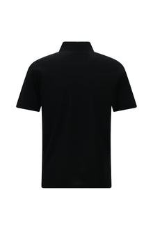 Siyah Slim Fit Dar Kesim Fermuarlı Nakışlı Merserize Pamuk Polo Yaka T-shirt