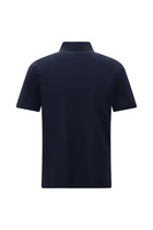 Orta Lacivert Slim Fit Dar Kesim Fermuarlı Nakışlı Merserize Pamuk Polo Yaka T-shirt