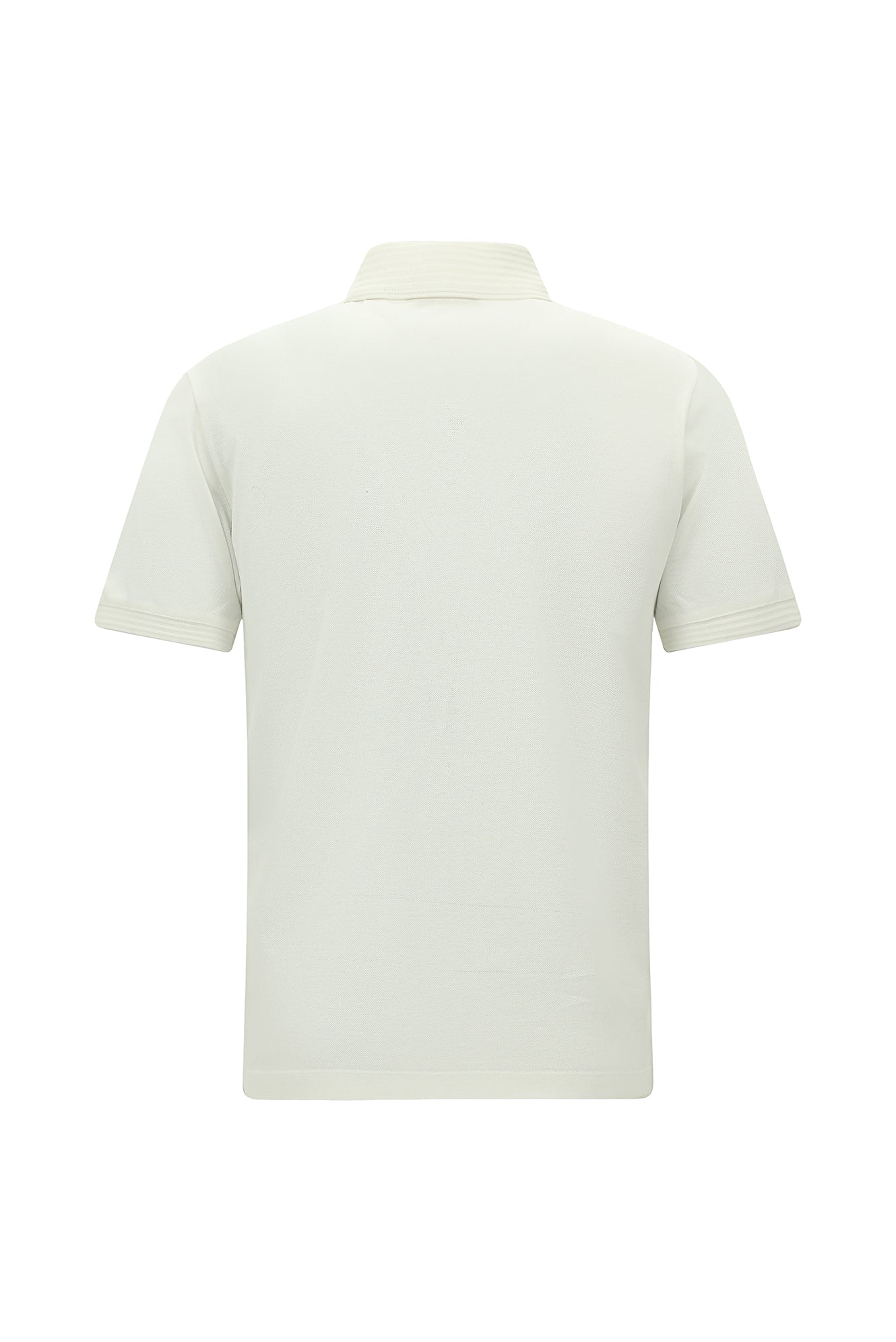 Kırık Beyaz Slim Fit Dar Kesim Fermuarlı Nakışlı Merserize Pamuk Polo Yaka T-shirt