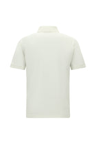 Kırık Beyaz Slim Fit Dar Kesim Fermuarlı Nakışlı Merserize Pamuk Polo Yaka T-shirt
