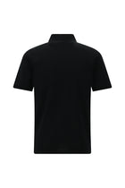 Siyah Slim Fit Dar Kesim Fermuarlı Nakışlı Merserize Pamuk Polo Yaka T-shirt
