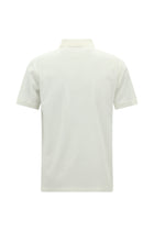 Kırık Beyaz Slim Fit Dar Kesim Fermuarlı Nakışlı Merserize Pamuk Polo Yaka T-shirt