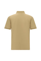 Camel Slim Fit Dar Kesim Fermuarlı Nakışlı Merserize Pamuk Polo Yaka T-shirt