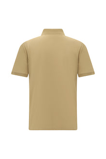 Camel Slim Fit Dar Kesim Fermuarlı Nakışlı Merserize Pamuk Polo Yaka T-shirt