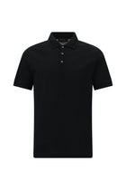 Siyah Slim Fit Dar Kesim Nakışlı Merserize Pamuk Polo Yaka T-shirt