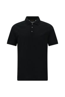 Siyah Slim Fit Dar Kesim Nakışlı Merserize Pamuk Polo Yaka T-shirt