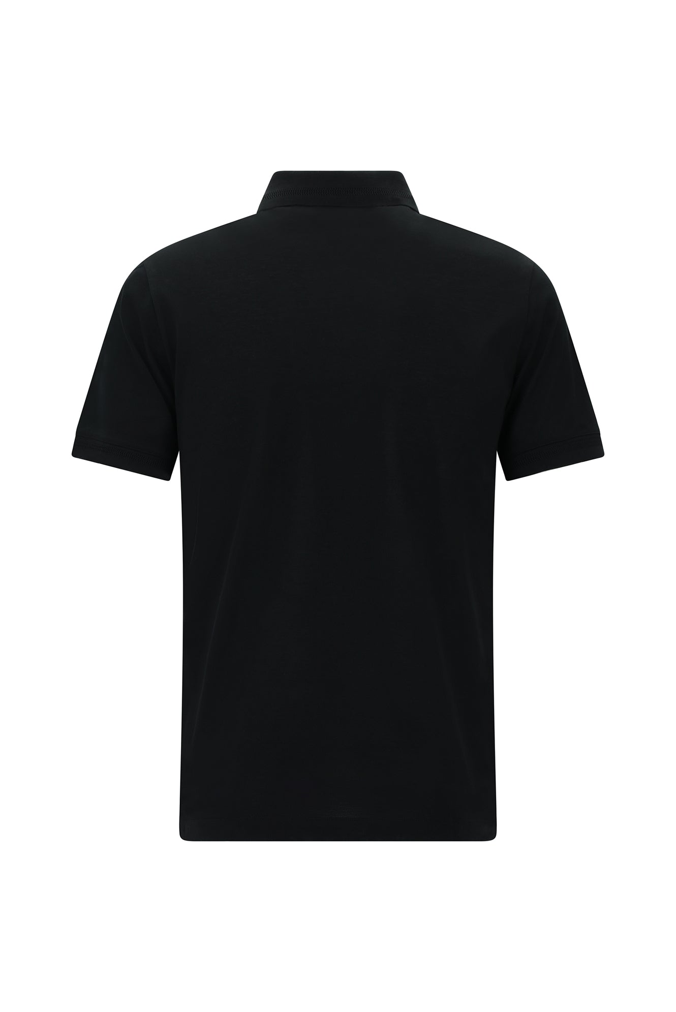Siyah Slim Fit Dar Kesim Nakışlı Merserize Pamuk Polo Yaka T-shirt