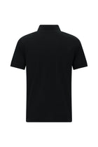 Siyah Slim Fit Dar Kesim Nakışlı Merserize Pamuk Polo Yaka T-shirt