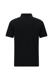 Siyah Slim Fit Dar Kesim Nakışlı Merserize Pamuk Polo Yaka T-shirt