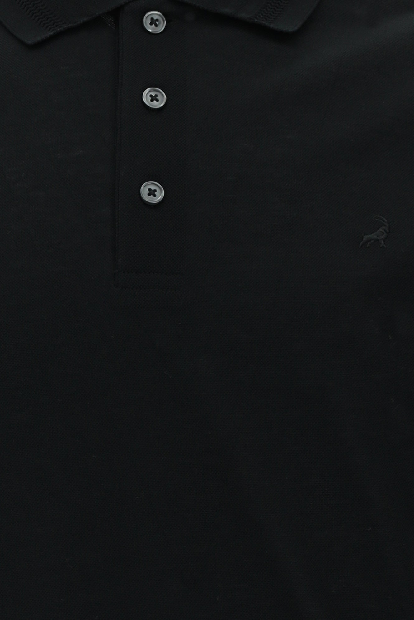 Siyah Slim Fit Dar Kesim Nakışlı Merserize Pamuk Polo Yaka T-shirt
