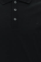 Siyah Slim Fit Dar Kesim Nakışlı Merserize Pamuk Polo Yaka T-shirt