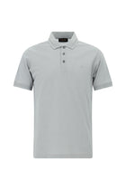 Orta Gri Slim Fit Dar Kesim Nakışlı Merserize Pamuk Polo Yaka T-shirt
