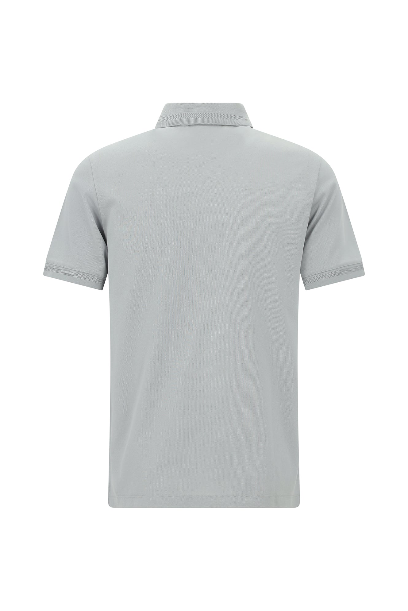 Orta Gri Slim Fit Dar Kesim Nakışlı Merserize Pamuk Polo Yaka T-shirt