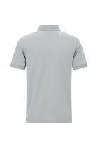 Orta Gri Slim Fit Dar Kesim Nakışlı Merserize Pamuk Polo Yaka T-shirt