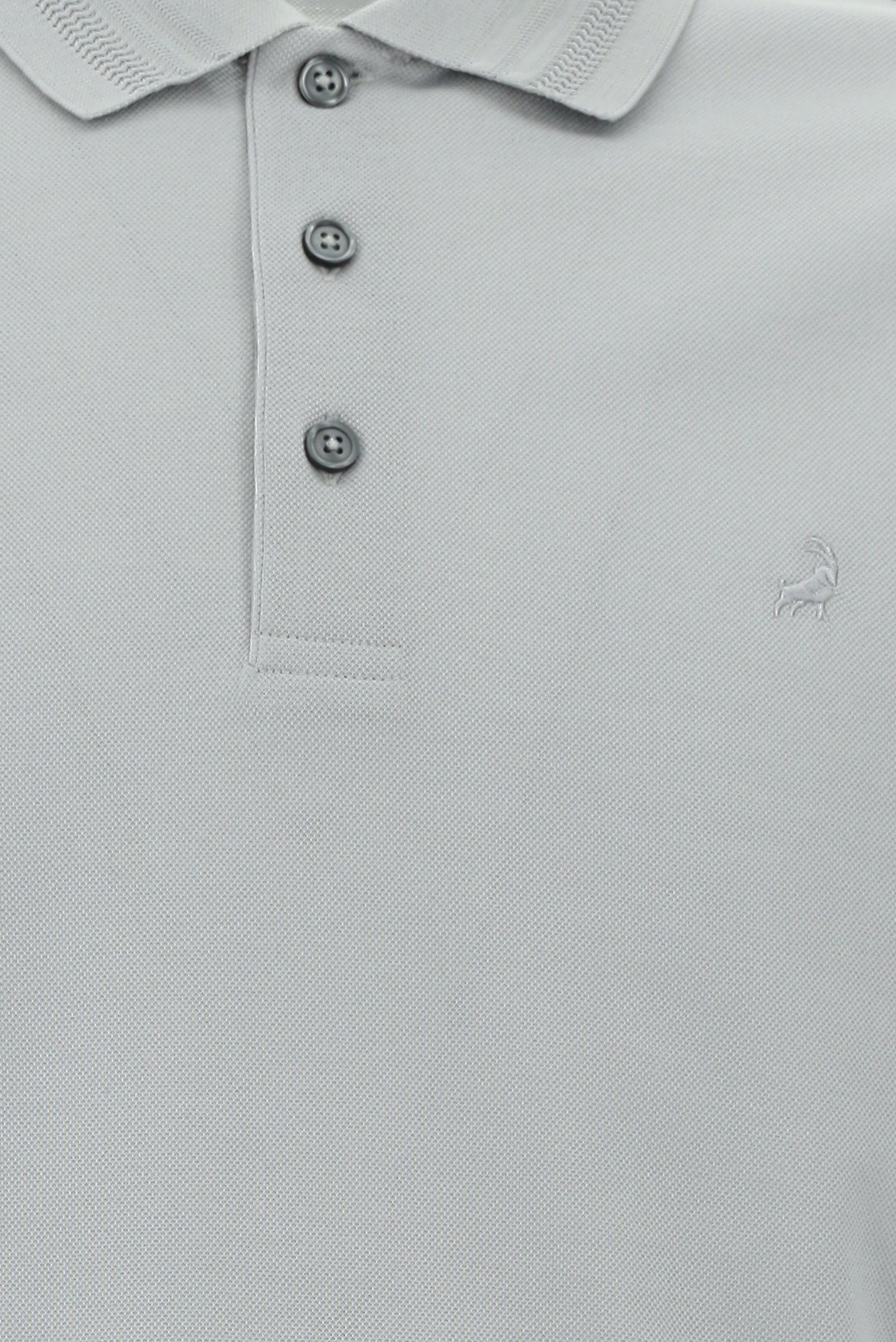 Orta Gri Slim Fit Dar Kesim Nakışlı Merserize Pamuk Polo Yaka T-shirt