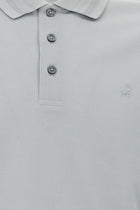 Orta Gri Slim Fit Dar Kesim Nakışlı Merserize Pamuk Polo Yaka T-shirt