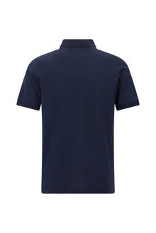 Orta Lacivert Slim Fit Dar Kesim Nakışlı Merserize Pamuk Polo Yaka T-shirt