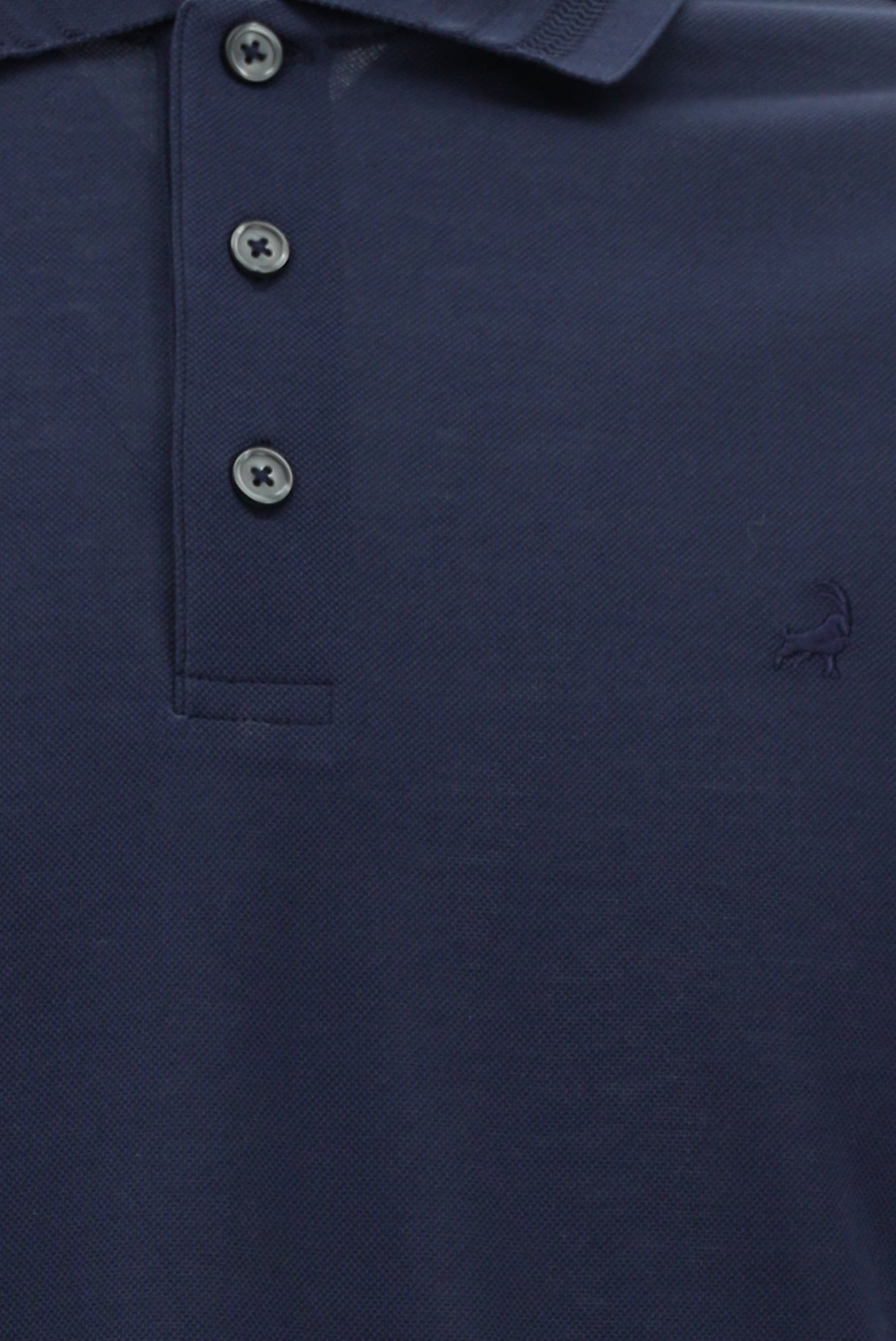 Orta Lacivert Slim Fit Dar Kesim Nakışlı Merserize Pamuk Polo Yaka T-shirt