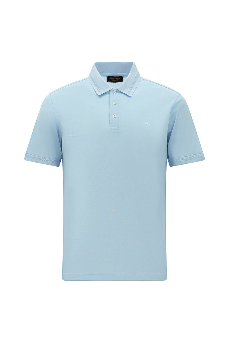 Mavi Slim Fit Dar Kesim Nakışlı Merserize Pamuk Polo Yaka T-shirt
