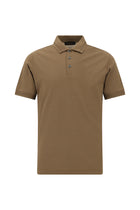 Açık Kahve  Slim Fit Dar Kesim Nakışlı Merserize Pamuk Polo Yaka T-shirt