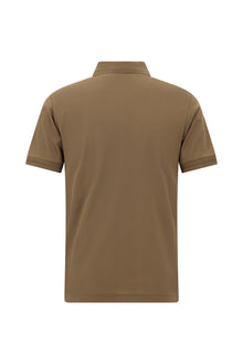 Açık Kahve  Slim Fit Dar Kesim Nakışlı Merserize Pamuk Polo Yaka T-shirt