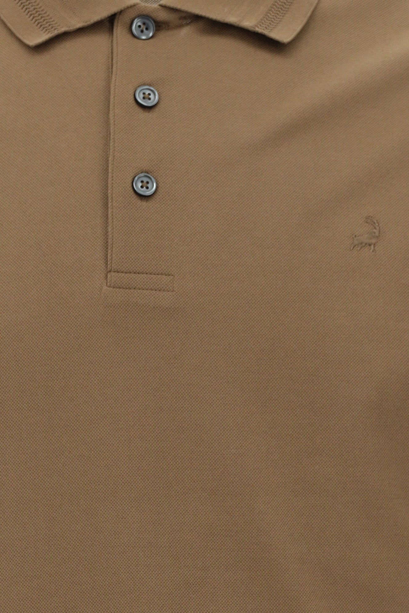 Açık Kahve  Slim Fit Dar Kesim Nakışlı Merserize Pamuk Polo Yaka T-shirt