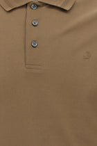 Açık Kahve  Slim Fit Dar Kesim Nakışlı Merserize Pamuk Polo Yaka T-shirt