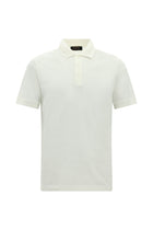 Kırık Beyaz Slim Fit Dar Kesim Nakışlı Merserize Pamuk Polo Yaka T-shirt