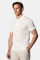 Kırık Beyaz Slim Fit Dar Kesim Nakışlı Merserize %100 Pamuk Düğmeli Polo Yaka T-shirt
