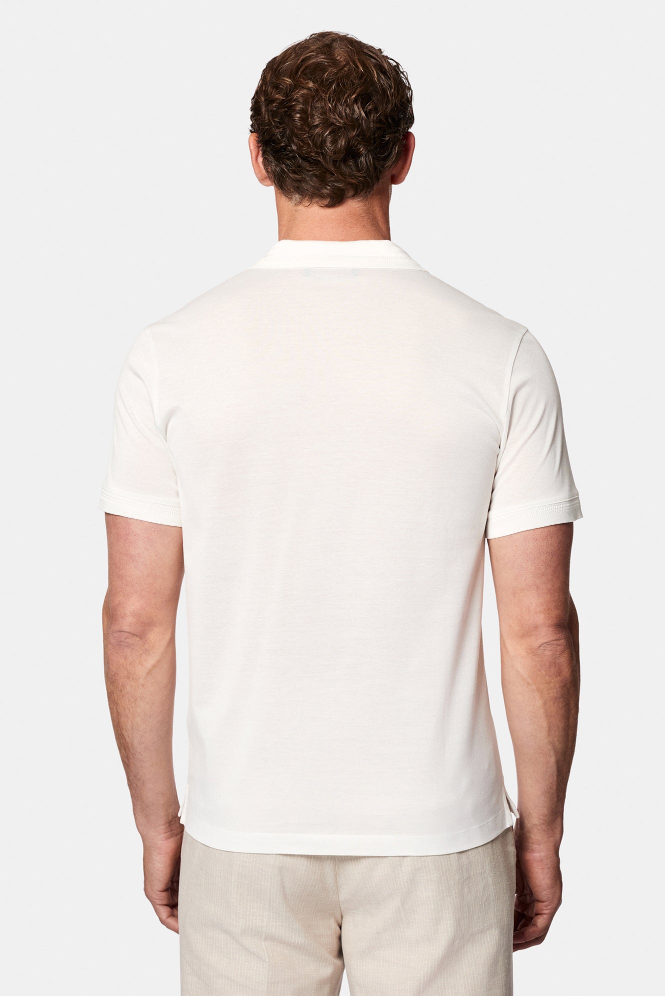 Kırık Beyaz Slim Fit Dar Kesim Nakışlı Merserize %100 Pamuk Düğmeli Polo Yaka T-shirt