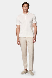Kırık Beyaz Slim Fit Dar Kesim Nakışlı Merserize %100 Pamuk Düğmeli Polo Yaka T-shirt