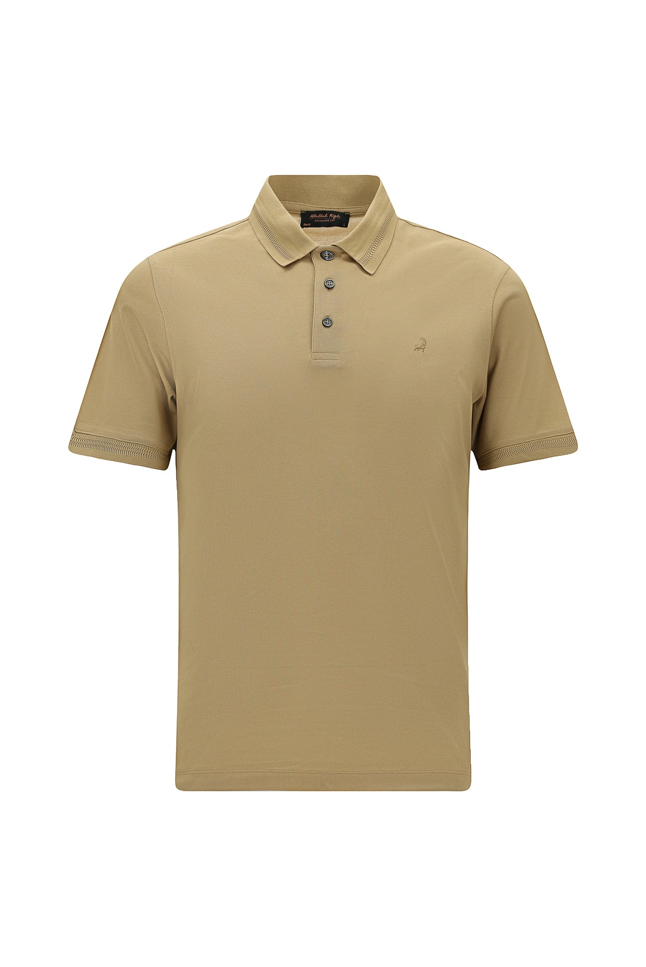 Camel Slim Fit Dar Kesim Nakışlı Merserize Pamuk Polo Yaka T-shirt