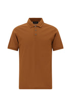 Taba Slim Fit Dar Kesim Nakışlı Merserize Pamuk Polo Yaka T-shirt