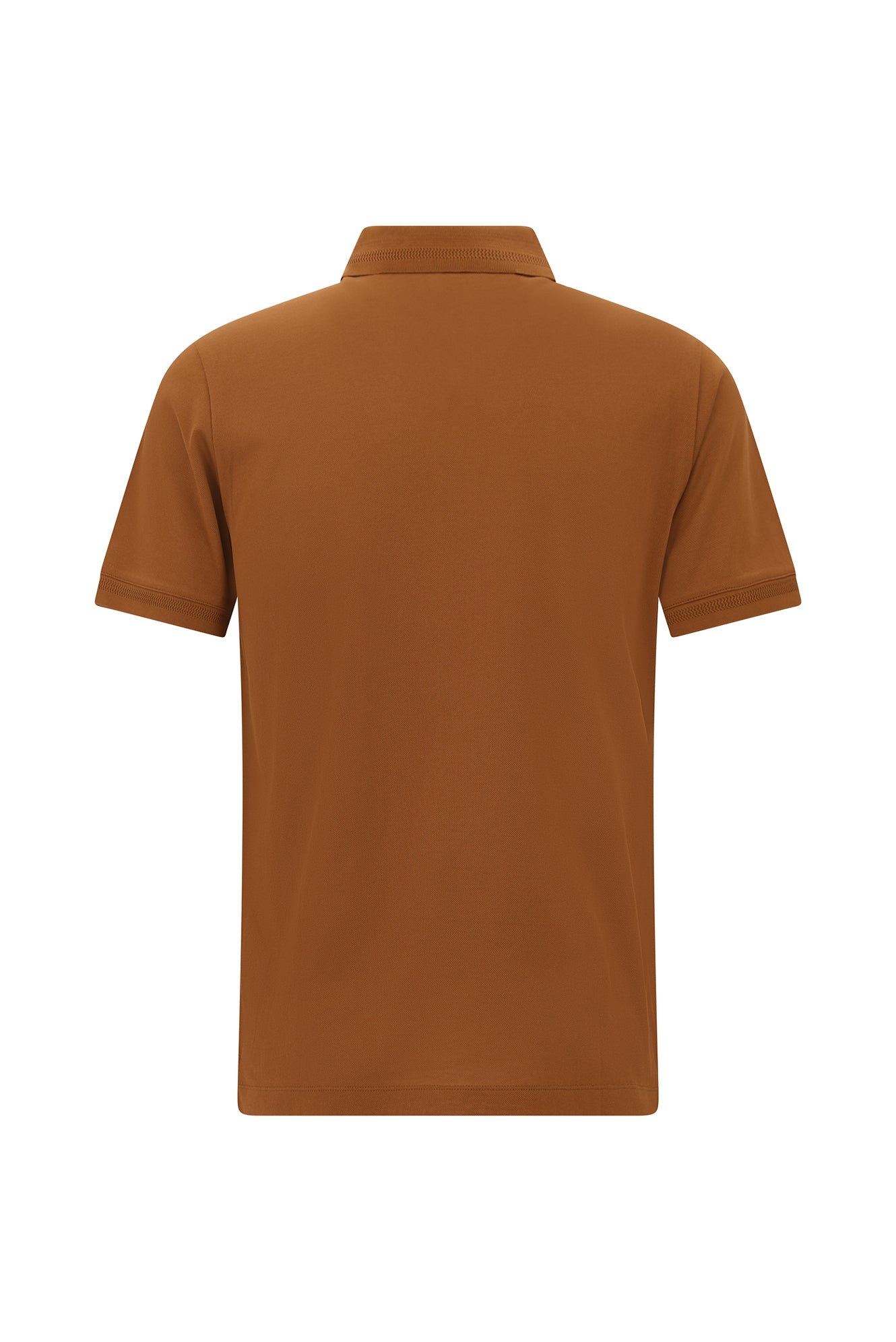 Taba Slim Fit Dar Kesim Nakışlı Merserize Pamuk Polo Yaka T-shirt