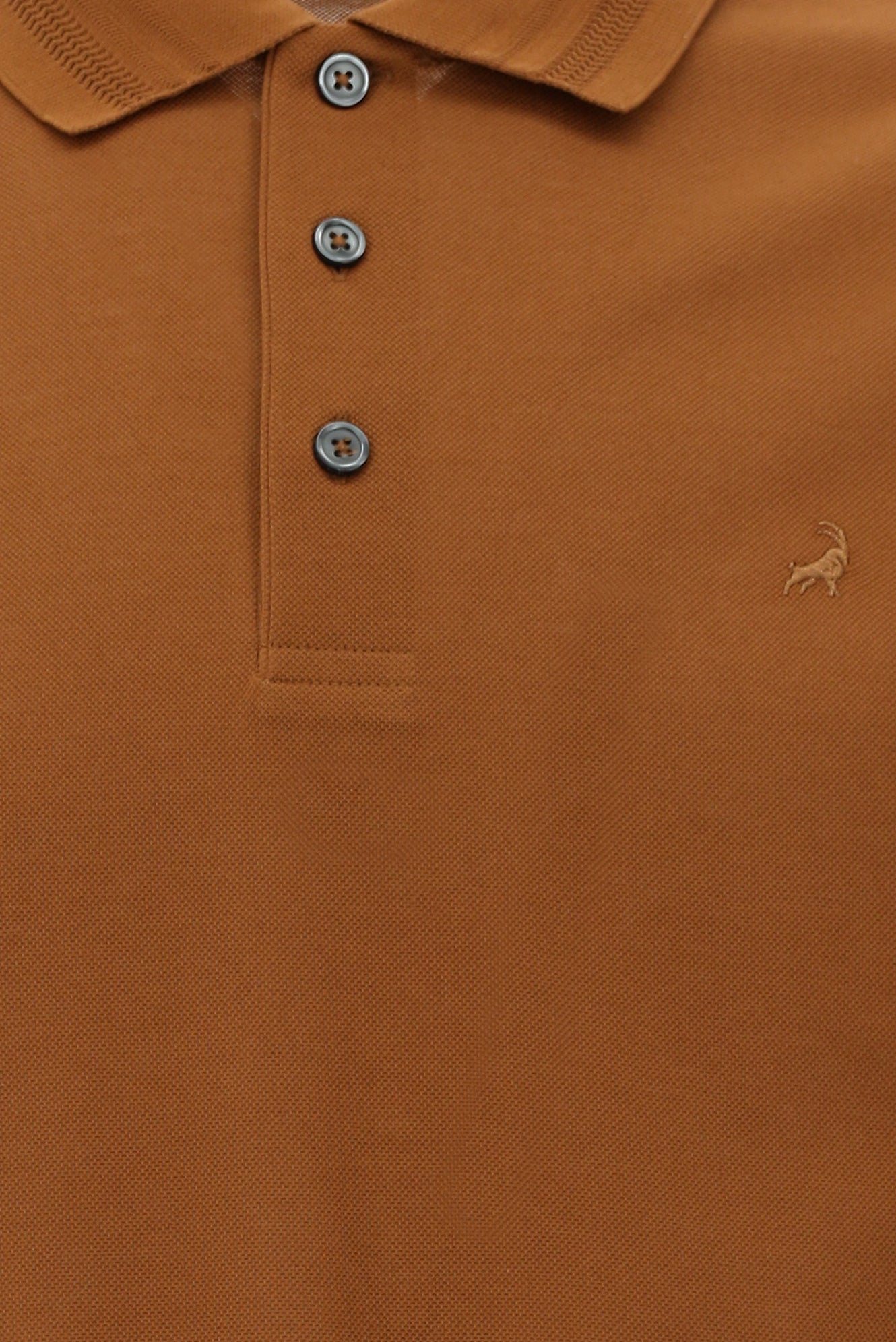 Taba Slim Fit Dar Kesim Nakışlı Merserize Pamuk Polo Yaka T-shirt